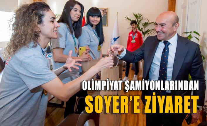 İşitme engelli olimpiyat şampiyonlarından Başkan Soyer’e ziyaret