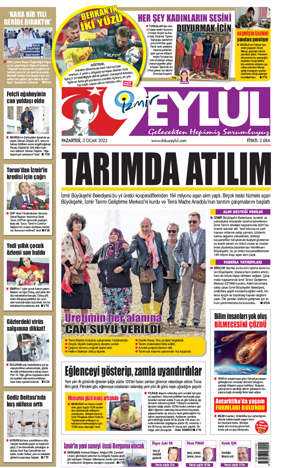Dokuz Eylül Gazetesi | İzmir, Türkiye, Dünya'dan Güncel Haberler - 03.01.2022 Manşeti