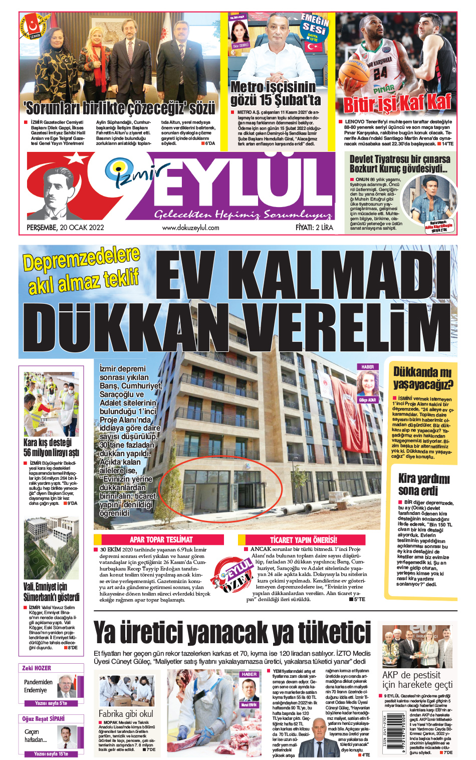 Dokuz Eylül Gazetesi | İzmir, Türkiye, Dünya'dan Güncel Haberler - 20.01.2022 Manşeti
