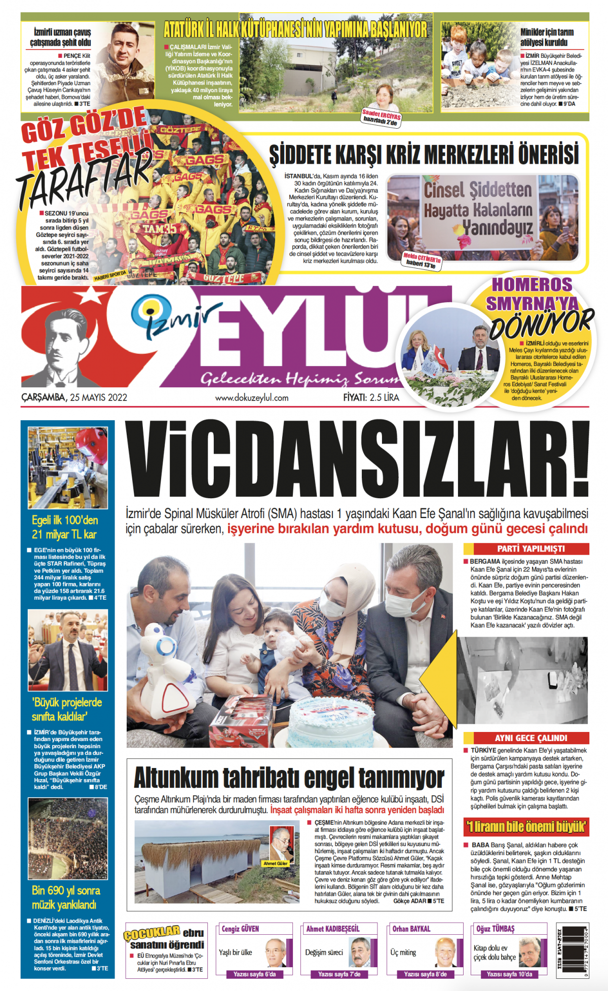 Dokuz Eylül Gazetesi | İzmir, Türkiye, Dünya'dan Güncel Haberler - 25.05.2022 Manşeti
