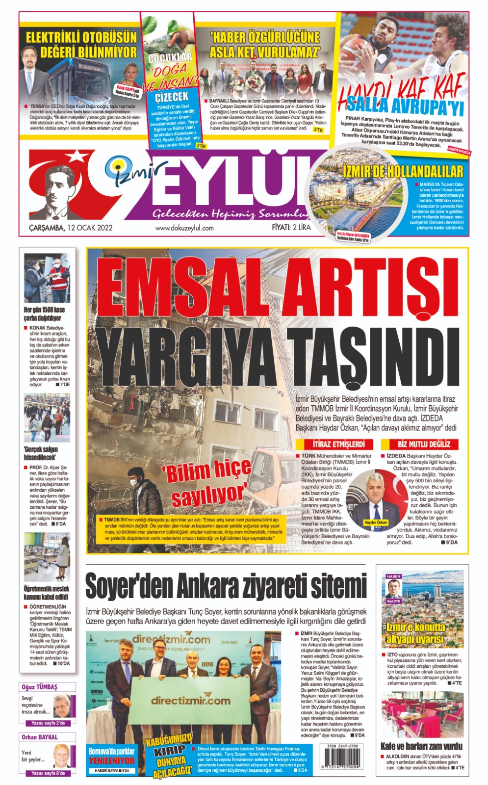 Dokuz Eylül Gazetesi | İzmir, Türkiye, Dünya'dan Güncel Haberler - 12.01.2022 Manşeti