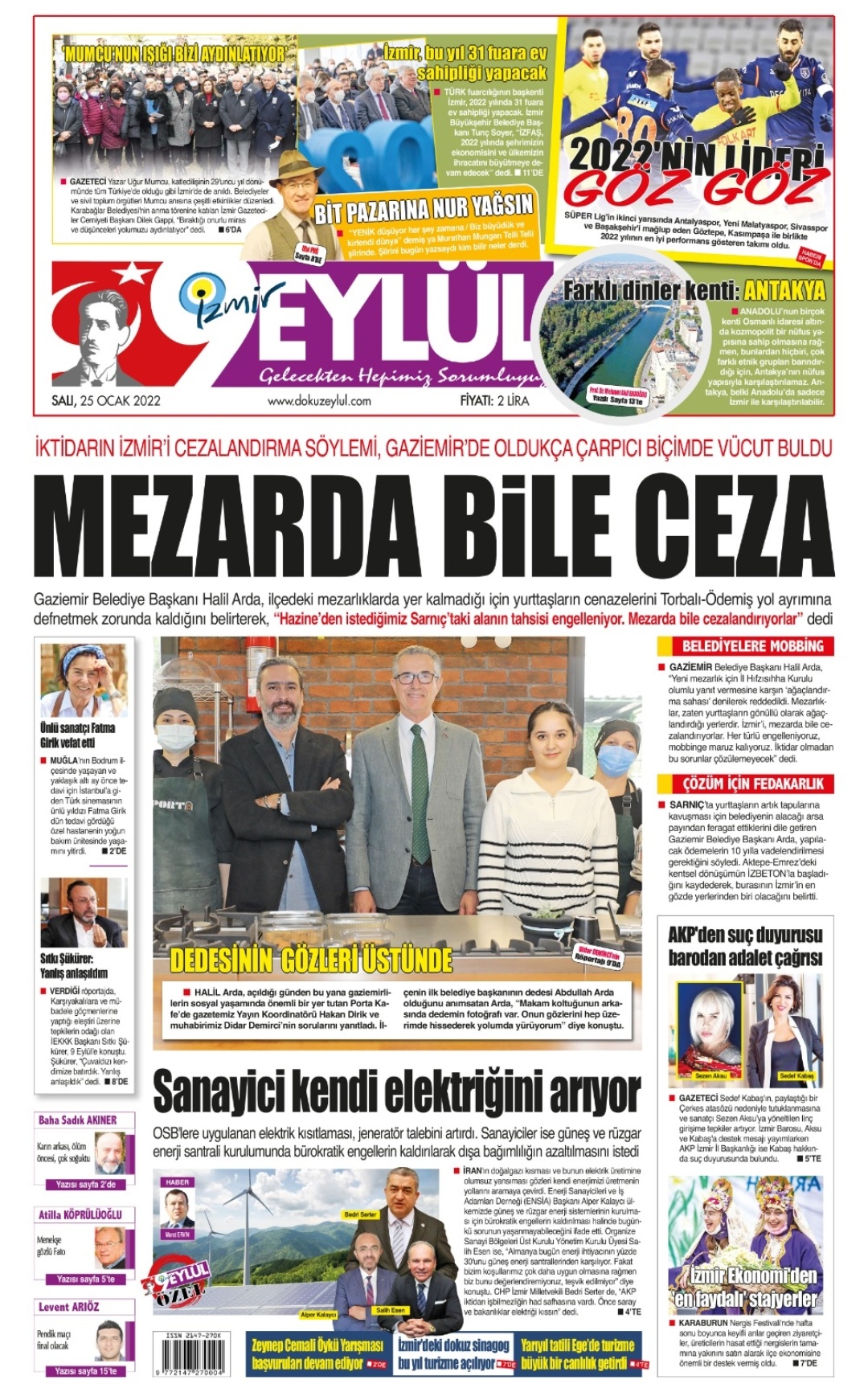 Dokuz Eylül Gazetesi | İzmir, Türkiye, Dünya'dan Güncel Haberler - 25.01.2022 Manşeti